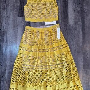 NWT Ministry of Style /Free People Demure
Yellow Caged Skirt and Top Set Size 10